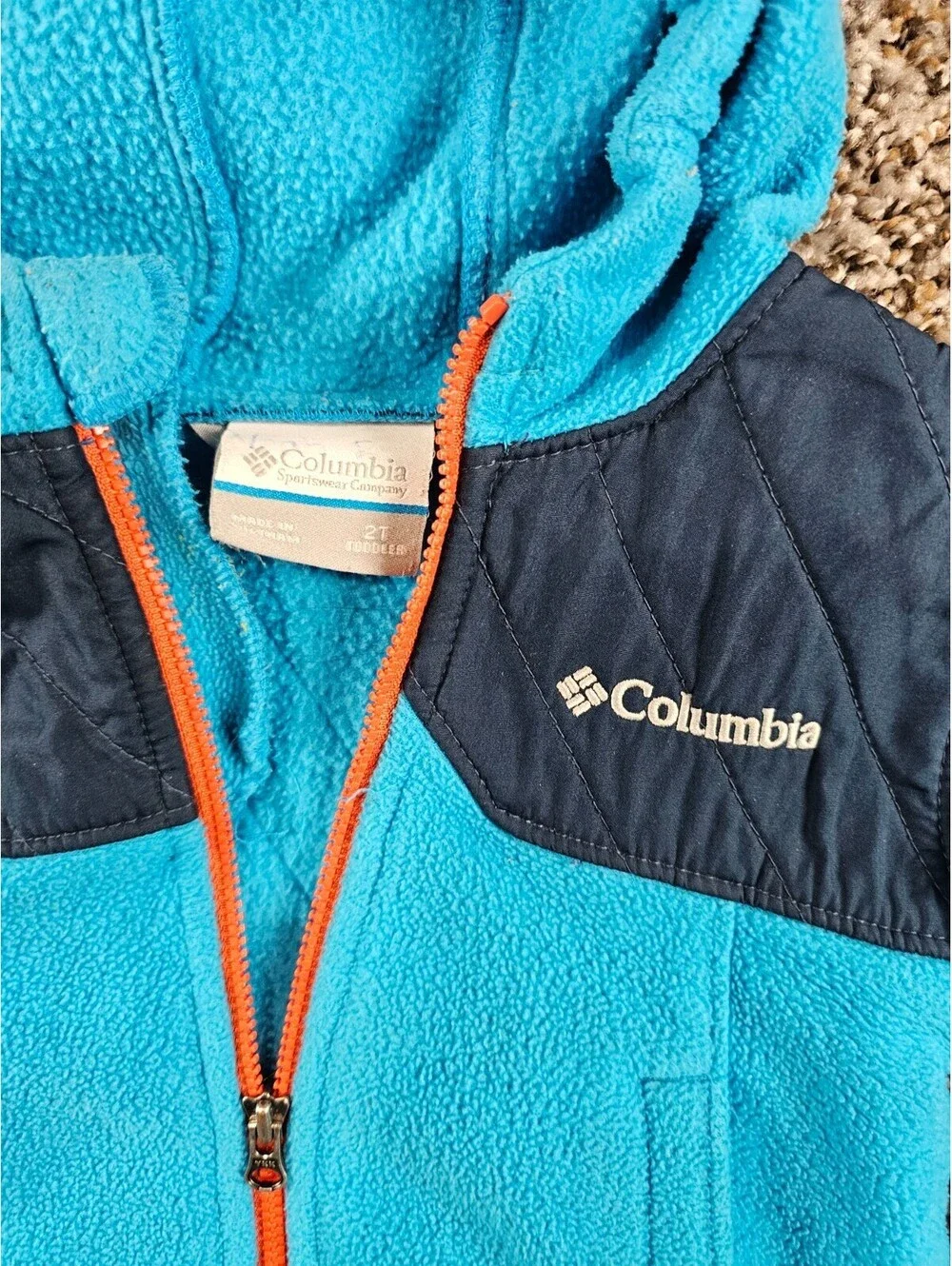 Columbia Toddler Boys Sz 2T Zip Up Hooded Fleece Jacket Blue